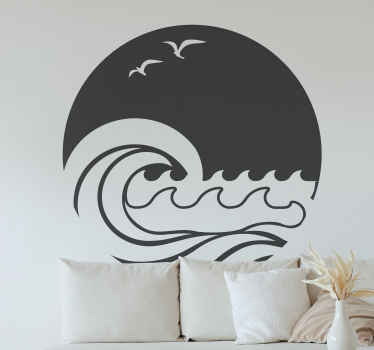 太陽、ビーチ、波の航海ウォールステッカー - TENSTICKERS