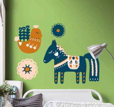 Colorful Folk Animal sticker - TenStickers