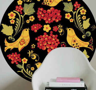 Koyu arka plan halk slovakça çiçek çıkartması - TenStickers