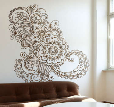 Asian Floral Pattern Flower Wall Sticker - TenStickers