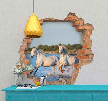 Adesivo località cavalli bianchi al galoppo - TenStickers