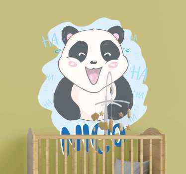 Sticker pared infantil cara de panda alegre - TenVinilo
