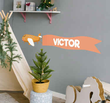Airplane Custom Name wall stickers for kid - TenStickers
