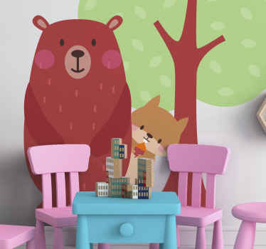 Squirrel and bear wild animal decal - TenStickers