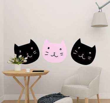 Katzen Sticker schwarzes und rosa design - TenStickers