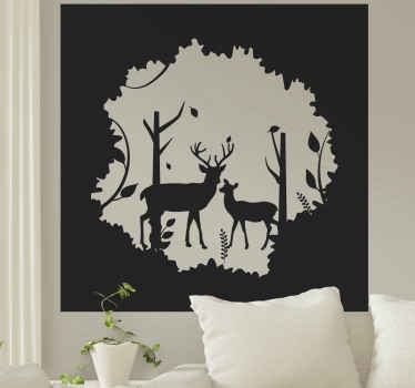 Wandtattoo Tier Hirsche im wald - TenStickers