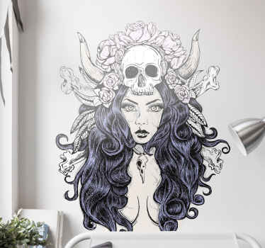 Woman With Skull character sticker - TenStickers