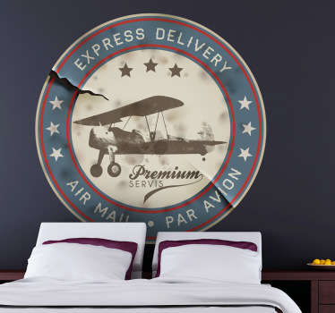 Vintage Airplane Air Mail Decal - TenStickers