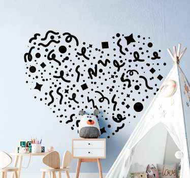 Heart and sprinkle confetti wall sticker - TenStickers