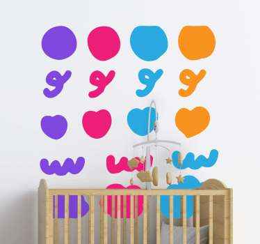 vinis decorativos de confetes rabiscos coloridos. Cole este projeto em destaque em sua parede, especialmente no quarto de uma criança e veja como ele fica lindo.