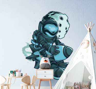 Astronaut rocket space wall sticker - TenStickers