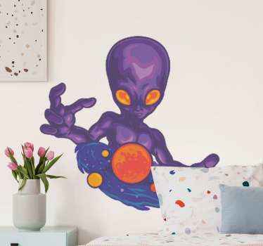 Alien and its universe space wall sticker - TenStickers