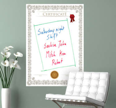 인증서 화이트 보드 스티커 - TenStickers