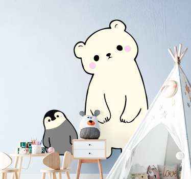 Anime bear and penguin animal wall sticker - TenStickers