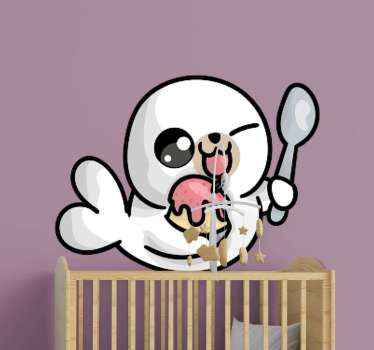 Playful Seal Enjoying Ice Cream pet wall art - TenStickers