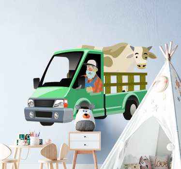 Farmer with Cow farm animal wall sticker - TenStickers