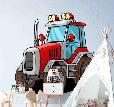 Big red tractor toy sticker - TenStickers