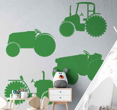 Sticker déco collection de silhouettes de tracteurs - TenStickers
