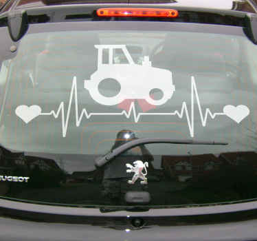 Grand autocollant pour voiture battement de coeur tracteur - TenStickers