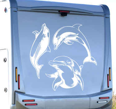 Dolphin silhouette campervan sticker - TenStickers