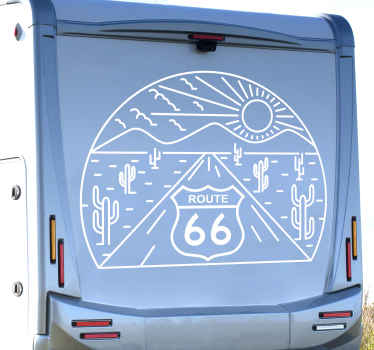 Route 66 road trip motorhome skyline sticker - TenStickers
