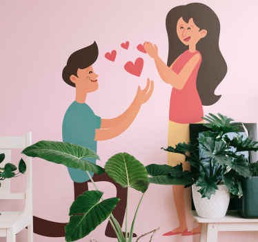 Adesivo matrimonio cuori di proposta di coppia - TenStickers