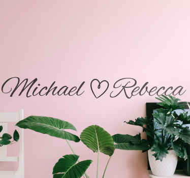 Pegatina para bodas Corazones personalizados de marido y mujer - TenVinilo