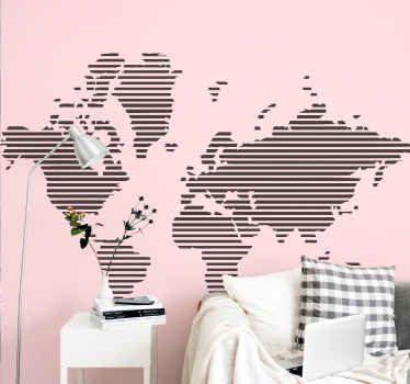 Sticker monde carte mondiale lignée - TenStickers