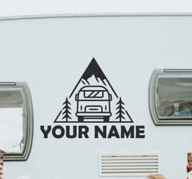 Personalised mountain caravan with text sticker - TenStickers