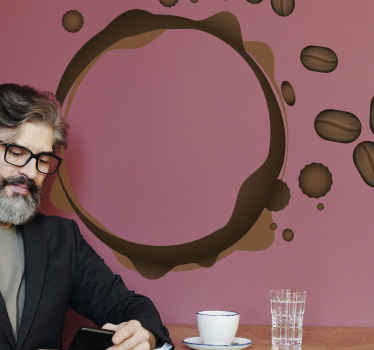 커피 얼룩 원형 음료 스티커 - TenStickers