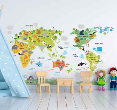 Amazing World Map Decals For Childrens Rooms Tenstickers