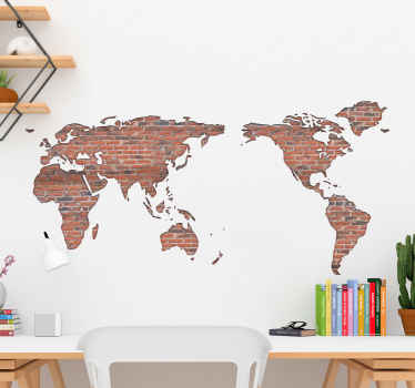 Brick wall world map wall sticker - TenStickers