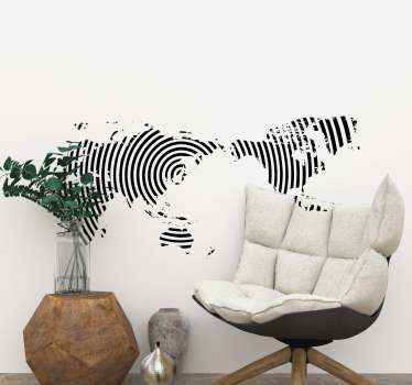 Circle swirl world map wall sticker - TenStickers