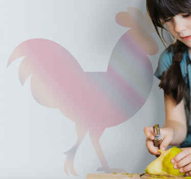 Rainbow stripe Rooster bird wall sticker - TenStickers