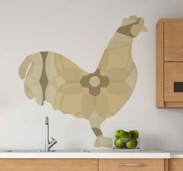 Beige floral Rooster bird wall sticker - TenStickers