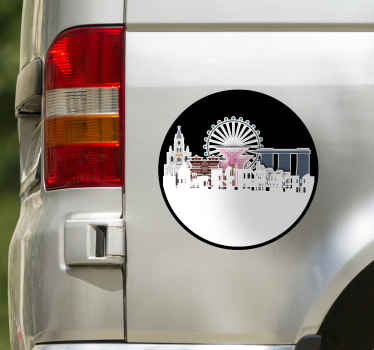 Singapore skyline with circle car sticker - TenStickers