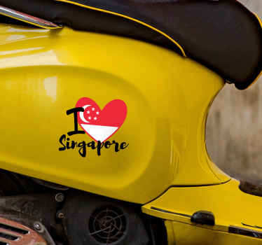 我爱新加坡与国旗车贴 - TenStickers