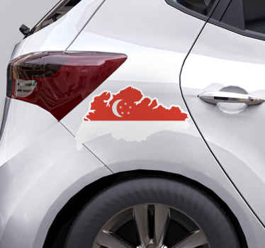 新加坡地图与国旗车贴 - TenStickers