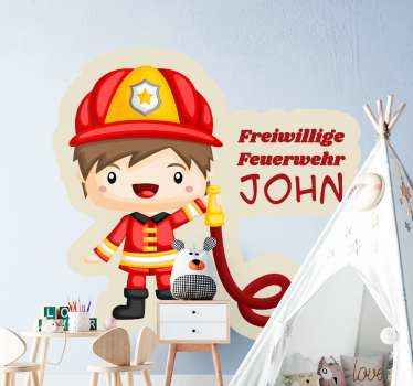 Personalisierter Aufkleber Feuerwehrmann mit personalisiertem Nam - TenStickers