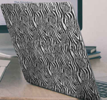 Pegatina para portátil patrón floral de cebra - TenVinilo