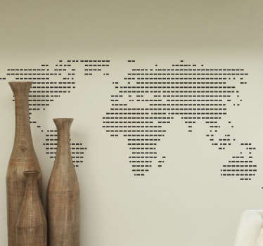 Lined World Map Sticker - TenStickers