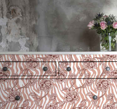 Klebefolie Möbel Zebradruck und zierblumen - TenStickers