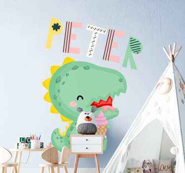 Vinilo bebé dinosaurio t-rex con nombre - TenVinilo