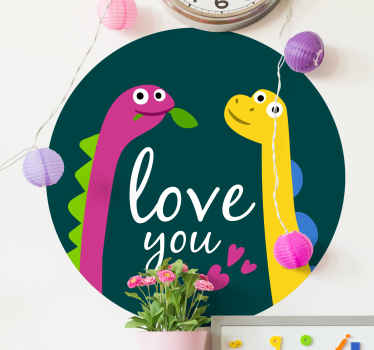 Cute Dinosaur Love dragon wall sticker - TenStickers