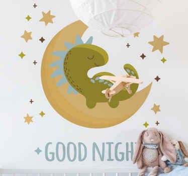 Sleepy Dinosaur Moon kid's sticker - TenStickers