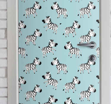 Playful Zebra Patterns door sticker - TenStickers