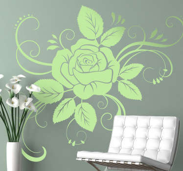 Floral Rose Illustration Decal - TenStickers