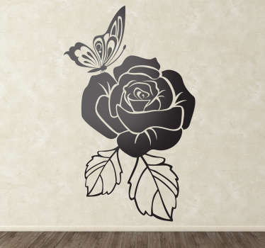 Butterfly Rose Decal - TenStickers