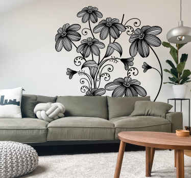 Seven Sketch Floral Decal - TenStickers