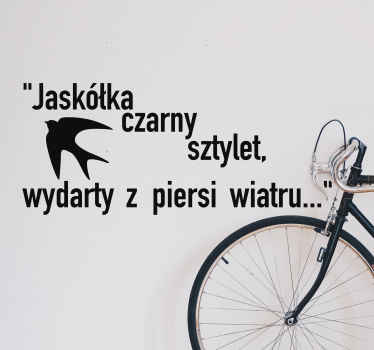 Naklejka na ścianę Cytat z piosenki Jaskółka uwięziona - TenStickers